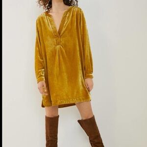 COPY - Anthropologie Women’s Melody Mustard Velvet Tunic Long Sleeve Dress